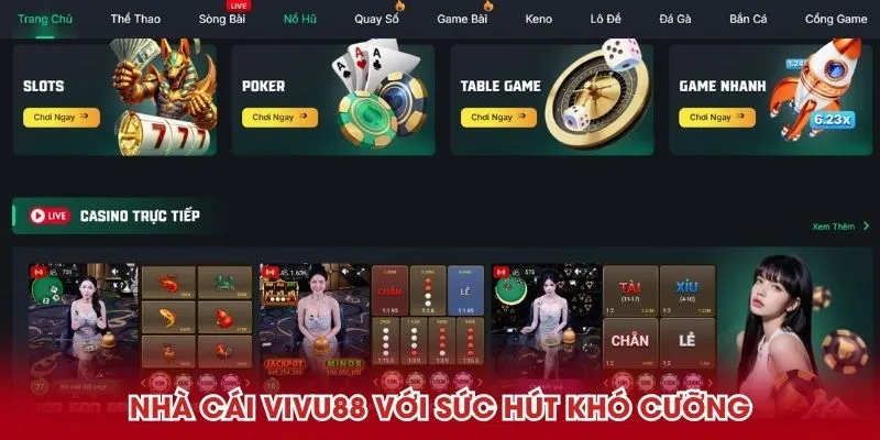 Nhà cái VIVU88 với sức hút khó cưỡng không thể chối từ