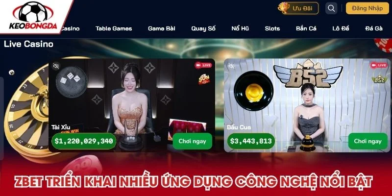 Zbet triển khai nhiều ứng dụng công nghệ nổi bật
